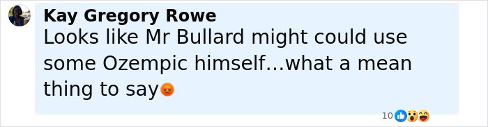 Comente de Kay Gregory Rowe criticando una declaración media relacionada con un locutor de la banda universitaria Bodyshaming de bailarines de talla grande.