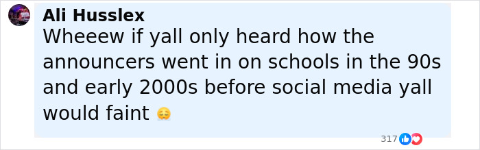 Racklash de las redes sociales sobre el locutor de la banda de la universidad Bodyshaming Baancers de talla grande durante el rendimiento del medio tiempo.