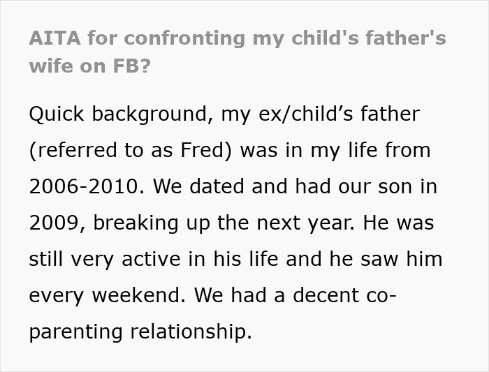 Captura de pantalla de una publicación en las redes sociales que discute a una madre que se jacta en línea y es llamado al hijo abandonado del marido.