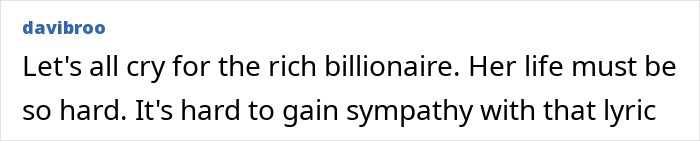 Comentario criticando las letras filtradas de Taylor Swift de la canción The Life of a Showgirl, con la reacción sordosa de tono en línea.
