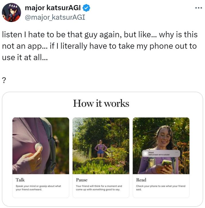 4444 Mayor Katsuragi @major_katsuragi Escucha Odio volver a ser ese tipo, pero como ... ¿por qué no es una aplicación ... si literalmente tengo que sacar mi teléfono para usarlo ...? ¡Cómo funciona bien amigo al menos estamos afuera! Habla, habla de lo que piensas o chismes sobre lo que tu amigo escuchó. Pausa que tu amigo pensará por un momento y se te ocurra algo bueno que decir. Lea Revise su teléfono para ver lo que dijo su amigo.