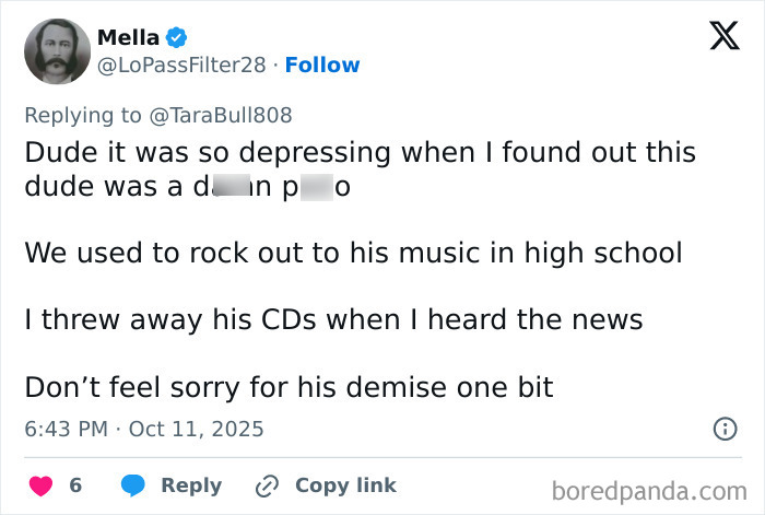 Tweet sobre la estrella de rock atacada fatalmente en prisión donde cumplía condena por crímenes contra niños.