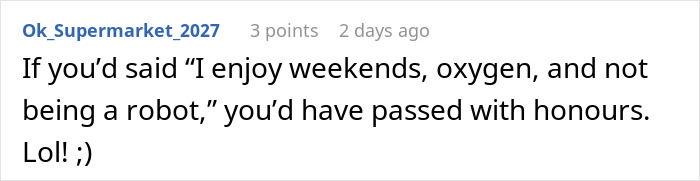 Comentario de Ok_Supermarket_2027 sobre entrevistas de trabajo puntuadas por IA en tiempo real y consejos divertidos para entrevistas de trabajo en línea.