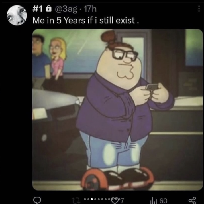 En algún momento de noviembre de 2023, el usuario de X @3ag publicó el meme de Hispter Peter Griffin, escribiendo: 