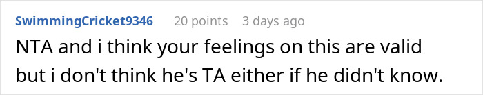 Captura de pantalla de un comentario en línea sobre una mujer que hace sentir a su hermano que lo odia después de que él le agradece por entregarlo.