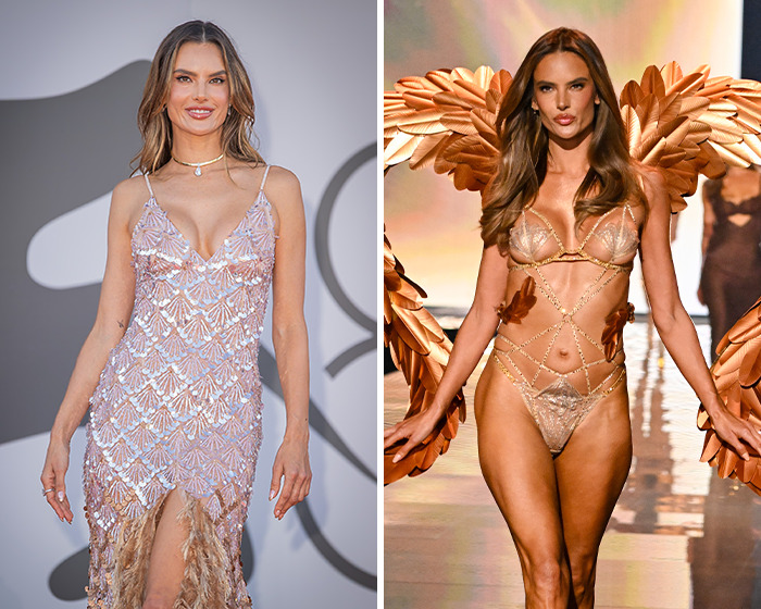 Tomas de antes y después de modelos de Victoria's Secret que resaltan las diferencias en el bronceado artificial en la pasarela y la alfombra roja.