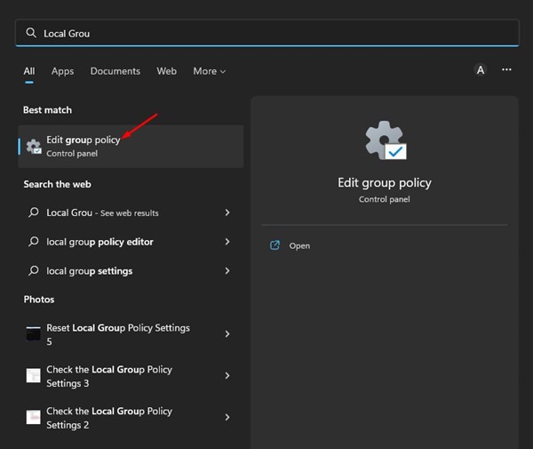 Editor de políticas de grupo local