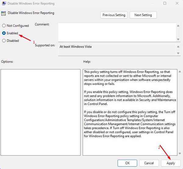 Cómo deshabilitar el informe de errores de Windows