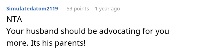 Comentario que destaca la necesidad de un marido de defender a su esposa contra el abandono de sus padres después de las cenas familiares.