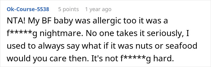 Captura de pantalla de un comentario en línea sobre una madre que se niega a asistir a cenas familiares después de haber sido ignorada por sus suegros.