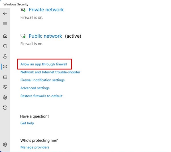 Permitir que una aplicación atraviese el firewall