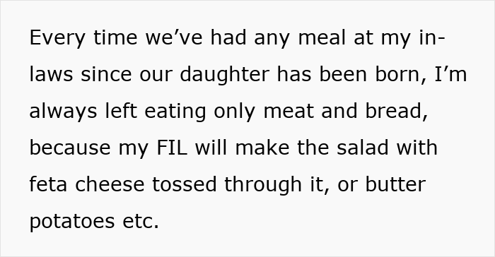 Texto alternativo: Mamá rechaza las cenas familiares después de que sus suegros la ignoraran y la dejaran comiendo alimentos limitados como carne y pan.