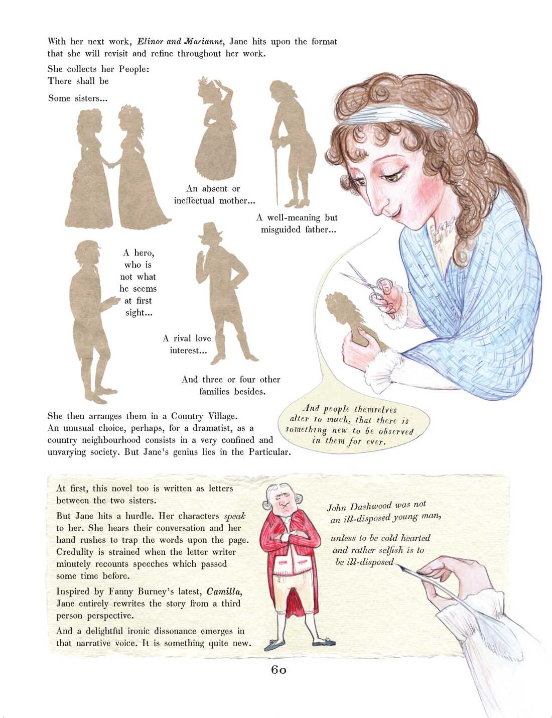 Una página de Patchwork: una biografía gráfica de Jane Austen.