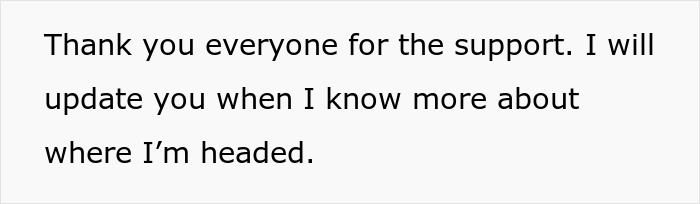 Imagen de texto que muestra un mensaje agradeciendo a todos por el apoyo con una actualización prometida pronto.