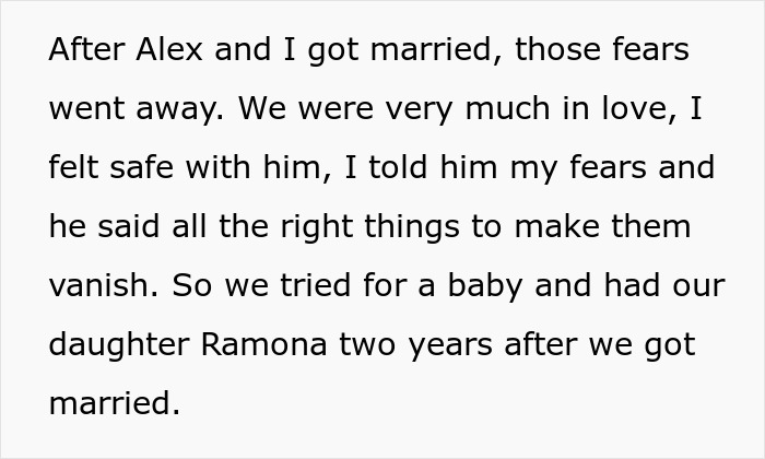 Extracto de texto sobre el matrimonio prematuro de una pareja y el nacimiento de una hija antes de que el hombre se resentiera de su esposa después de un embarazo difícil.