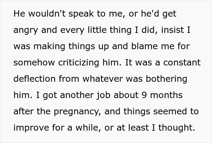 Extracto de una historia sobre un hombre resentido con su esposa después de un embarazo difícil y su relación tensa.