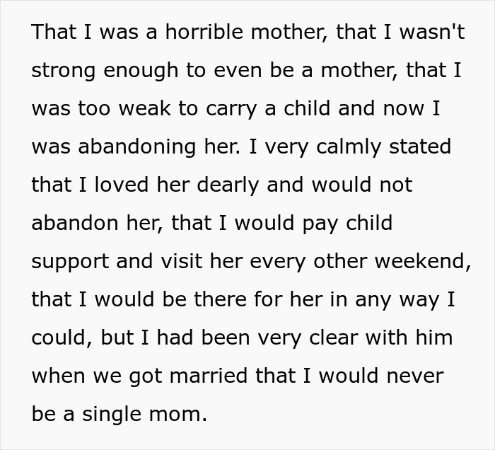 La esposa responde al resentimiento del marido después de un embarazo difícil, destacando los desafíos y el compromiso a pesar de la amenaza de divorcio.