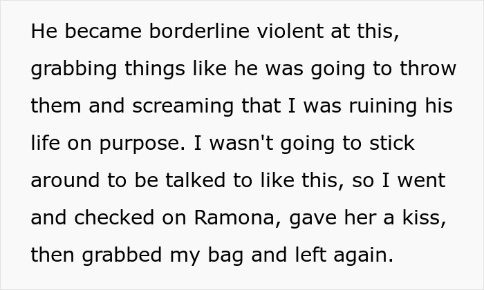 Extracto de texto que describe a un hombre resentido con su esposa después de un embarazo difícil, mostrando un conflicto emocional y un momento tenso.