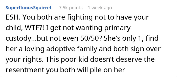 Publicación de texto de Reddit que analiza el resentimiento y los problemas de custodia después de un embarazo difícil que llevó a conversaciones de divorcio.