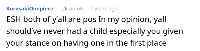 Comentario en línea que muestra una opinión acalorada sobre un hombre que está resentido con su esposa después de un embarazo difícil y una solicitud de divorcio.