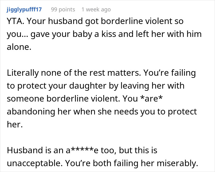 Comente sobre el resentimiento y el divorcio después de un embarazo difícil, centrándose en proteger al niño de un marido casi violento.