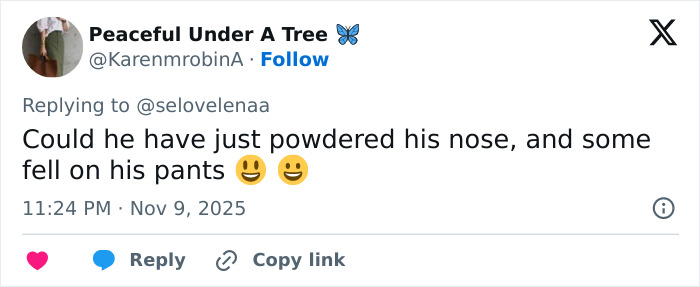 Captura de pantalla de un tweet que comenta a Justin Bieber con preocupación por un problema notable en su área sexual.