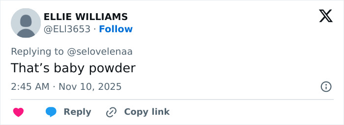 Tweet de Ellie Williams respondiendo a una conversación sobre la preocupación por Justin Bieber después de que los fanáticos notaron algo en su pene.