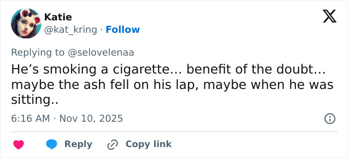 Tweet que analiza la preocupación por Justin Bieber después de que los fanáticos notaron algo en su pene mientras fumaban un cigarrillo.