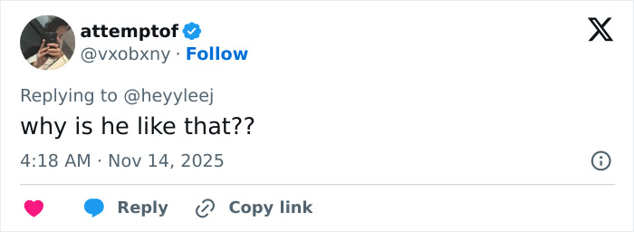 Tweet del usuario que intenta cuestionar el comportamiento, relacionado con el error viral de Glen Powell que expone el lado oscuro de Hollywood.