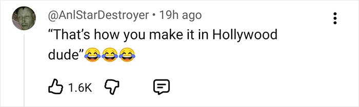 Comentario en las redes sociales reaccionando al error viral de Glen Powell durante una entrevista sobre el lado oscuro de Hollywood.