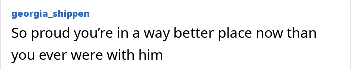 Publicación de texto del usuario georgia_shippen que expresa orgullo de que alguien esté en un lugar mejor que antes en medio de la reacción violenta de Alison Sudol y David Harbour.