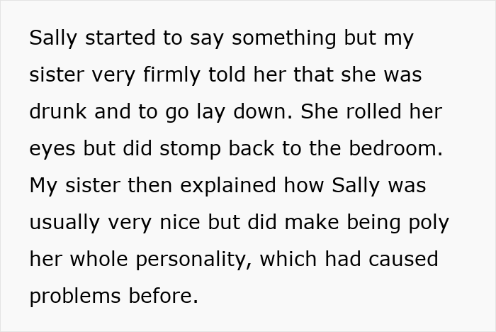 Extracto de texto que muestra a una mujer poliamorosa que causa tensión después de insinuarse a un chico secuestrado y su novia enfrentándose a ella.