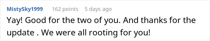 Captura de pantalla de un comentario en línea sobre la exclusión de unas vacaciones familiares y la reacción que involucra a una nuera enferma.