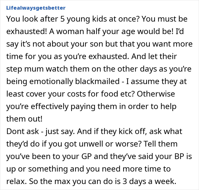 Texto alternativo: Una abuela preocupada comparte sentimientos de cansancio y se arrepiente de haber cuidado a cinco niños mientras busca consejos sobre cómo establecer límites.
