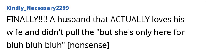 Comentario que expresa alivio y aprecio por un esposo que ama a su esposa, relevante para mil espera la cena de Acción de Gracias después del turno de 12 horas.