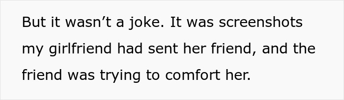 Texto de un mensaje que explica las capturas de pantalla enviadas por su novia que revelan los verdaderos colores, lo que llevó al hombre a cortar los lazos con su madre.