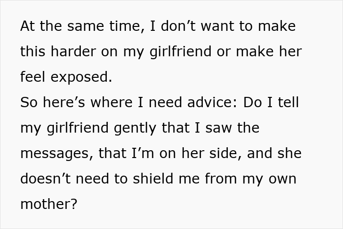 Un hombre está considerando cortar los lazos con su madre después de descubrir sus verdaderos colores a través de mensajes de texto a su novia, en busca de consejo.