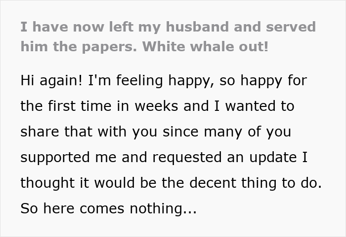 Extracto de texto que muestra a una mujer que comparte que dejó a su marido después de descubrir su traición y que ahora se siente feliz.