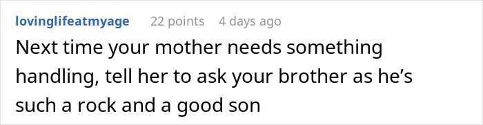 Conversación de texto que muestra un comentario sobre una mujer que queda cegada por las flores de su hijo mientras su hija hace mucho por ella.