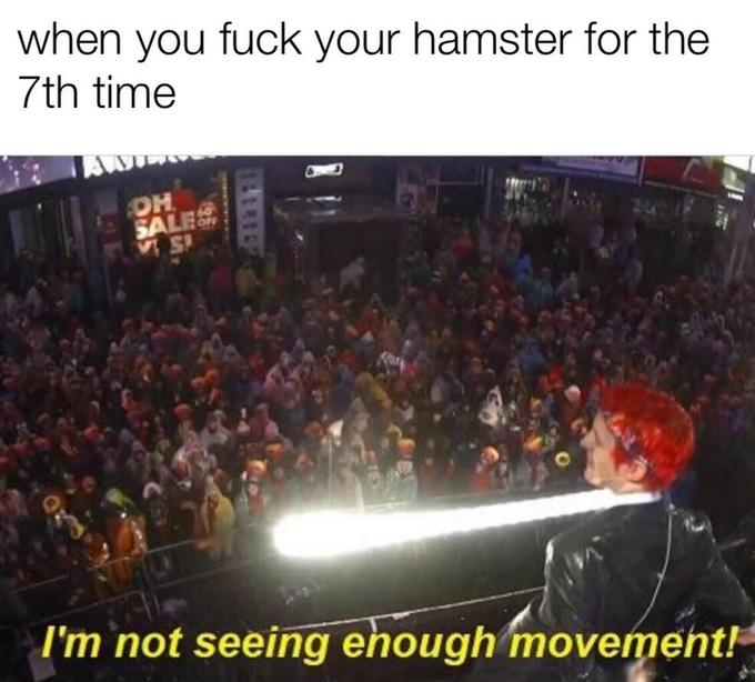 Cuando te follas a tu hámster por séptima vez, no veo suficiente movimiento.