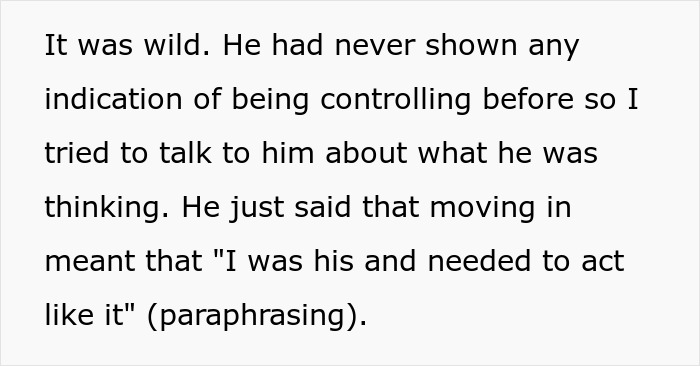 Captura de pantalla del texto que describe el comportamiento controlador y las señales de alerta en las relaciones reveladas por su novio