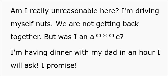 Captura de pantalla de una publicación de Reddit de una mujer que pregunta sobre problemas de relación y menciona señales de alerta y ruptura.