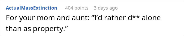 Captura de pantalla de Reddit del comentario que dice Prefiero morir solo que como propiedad, lo que indica señales de alerta