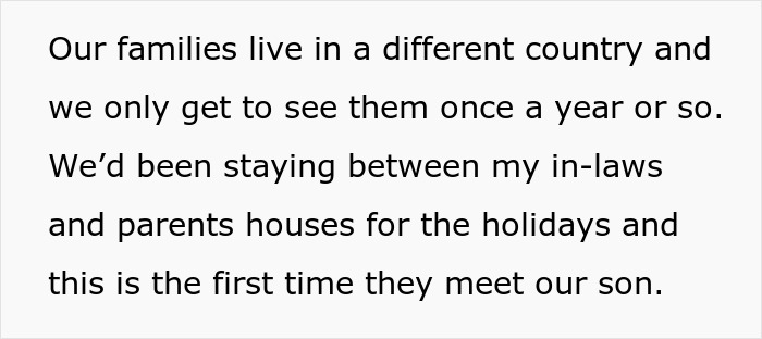 Captura de pantalla del texto sobre el encuentro con su hijo por primera vez; mamá toma a su bebé y se marcha furiosa