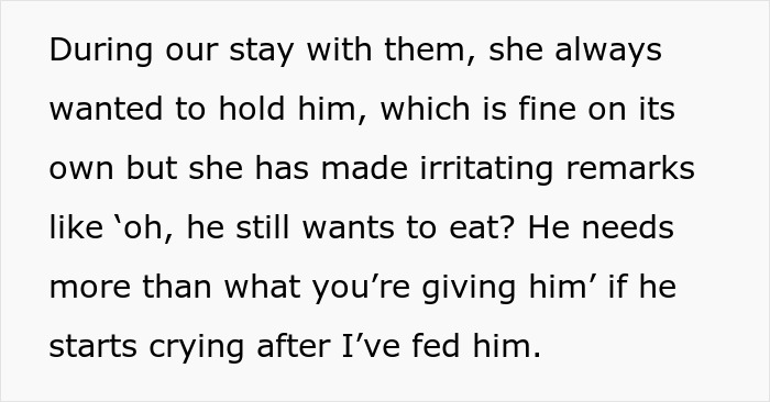 Extracto de texto sobre mamá toma a su bebé y se marcha furiosa de MIL después de que ella intentó hacerse cargo de la alimentación