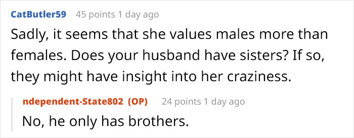 Captura de pantalla del comentario de Reddit sobre Mom Takes Her Baby saliendo furiosa de MIL después de que ella intentó hacerse cargo de la alimentación.