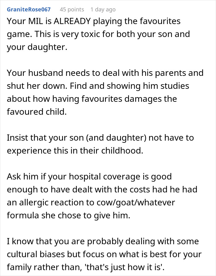 mamá se marcha furiosa con el bebé después de que MIL intentó hacerse cargo de la alimentación captura de pantalla del comentario de reddit