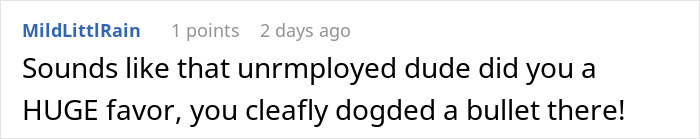 Comentar texto sobre una historia sobre una mujer desempleada que engaña a su novio con un hombre desempleado.