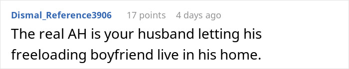 Mujer en casa sin sostén, luciendo relajada mientras que el marido de repente parece molesto por ello.
