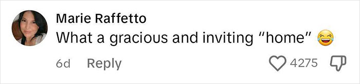 Comentario de Marie Raffetto diciendo que hogar tan elegante y acogedor con un emoji risueño que reacciona a las notas de las reglas de Airbnb.